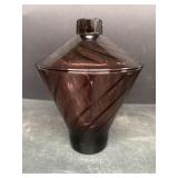 Purple swirl glass candy dish