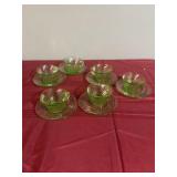 Green ball ass cups, and saucers
