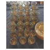 Yellow glasses plates, goblets