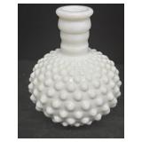 Milk, glass hobnail vase