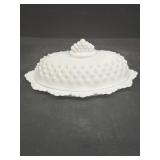 Fenton milk, glass butter dish