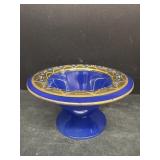 Blue glass compote