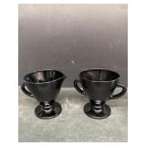 Black glass, cream, and sugar