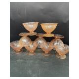 Pink depression, sherbet, glass dishes