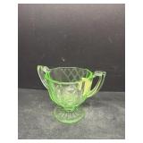 Green glass sugar dish