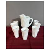 Milk, glass pitcher , and glass set
