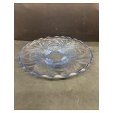 Blue glass cake plate