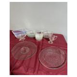 Clear, glass plates platter creamer