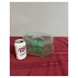 Green glass serving bowl