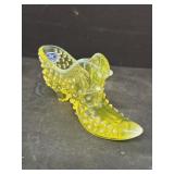 Fenton yellow glass shoe
