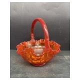 Ruffled glass orange basket