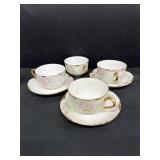 Bavaria tea, cups, and saucers, a pink rose