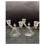 Bell bottom double candle holders glass