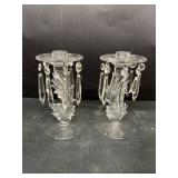 Clear glass decorative candle holders with prisms