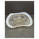Frosted edged glass candy dish