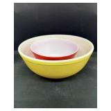 Pyrex yellow and red bowl