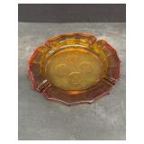 Amber glass ashtray