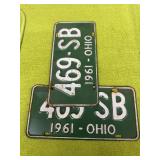 1961 Ohio matched pair license plate