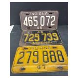 Indiana 1945, 46 and 47 license plate plates
