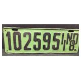 1918 Indiana  license plate repainted