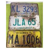 Illinois license plates 1972, 1975 and 1977