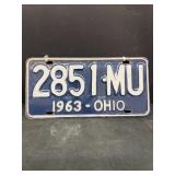 1963 Ohio matched pair license plate plates