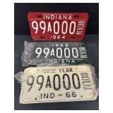 Indiana 1964 1965 and 1966 sample license plate