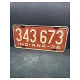 1936 Indiana license plate
