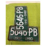 1961 Ohio match set of license plates
