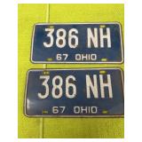 1967 Ohio match set of license plates