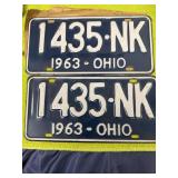 1963 match set of Ohio license plates
