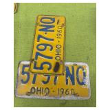 1960 match set of Ohio license plate plates