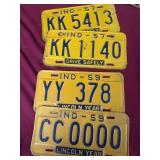 1957 and 1959 Indiana license plate plates