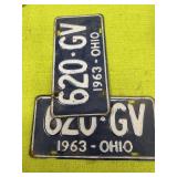 1963 matched set of Ohio license plate plates