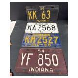 Indiana license plate plates 1950, 51, 54, 56