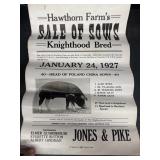 1927 Hawthorne Farm cattle Auction poster original