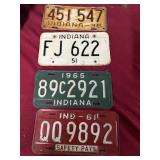 Indiana license plates 1938 1951 1961 and 1965