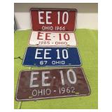 1962, 1965, 1966 and 1967 Ohio license plates