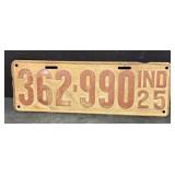 1925 Indiana license plate