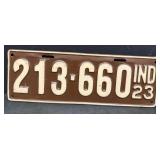 1923 Indiana license plate