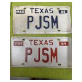 1984 and 1985 Texas license plate plates