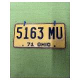 1971 matched pair of Ohio license plates