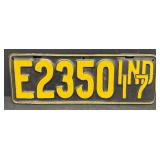 1917 Indiana license plate