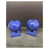 Blue ball candleholders fiesta ware