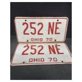 1970 matched set Ohio license plate