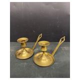 Early brass angle holders with handles