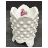 Fenton  milk, glass hobnail toothpick holder