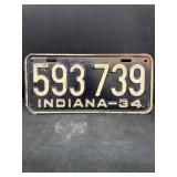 1934 Indiana license plate