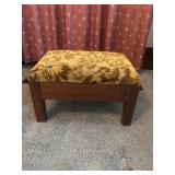 Walnut Footstool Upholstered Top