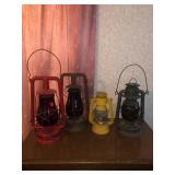 (4) Lanterns (3) w/Ruby Globes